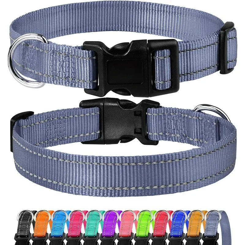 Collare Riflettente Regolabile per Cani – Nylon Resistente con Chiusura di Sicurezza e Alta Visibilità