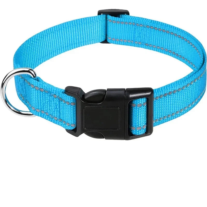Collare Riflettente Regolabile per Cani – Nylon Resistente con Chiusura di Sicurezza e Alta Visibilità