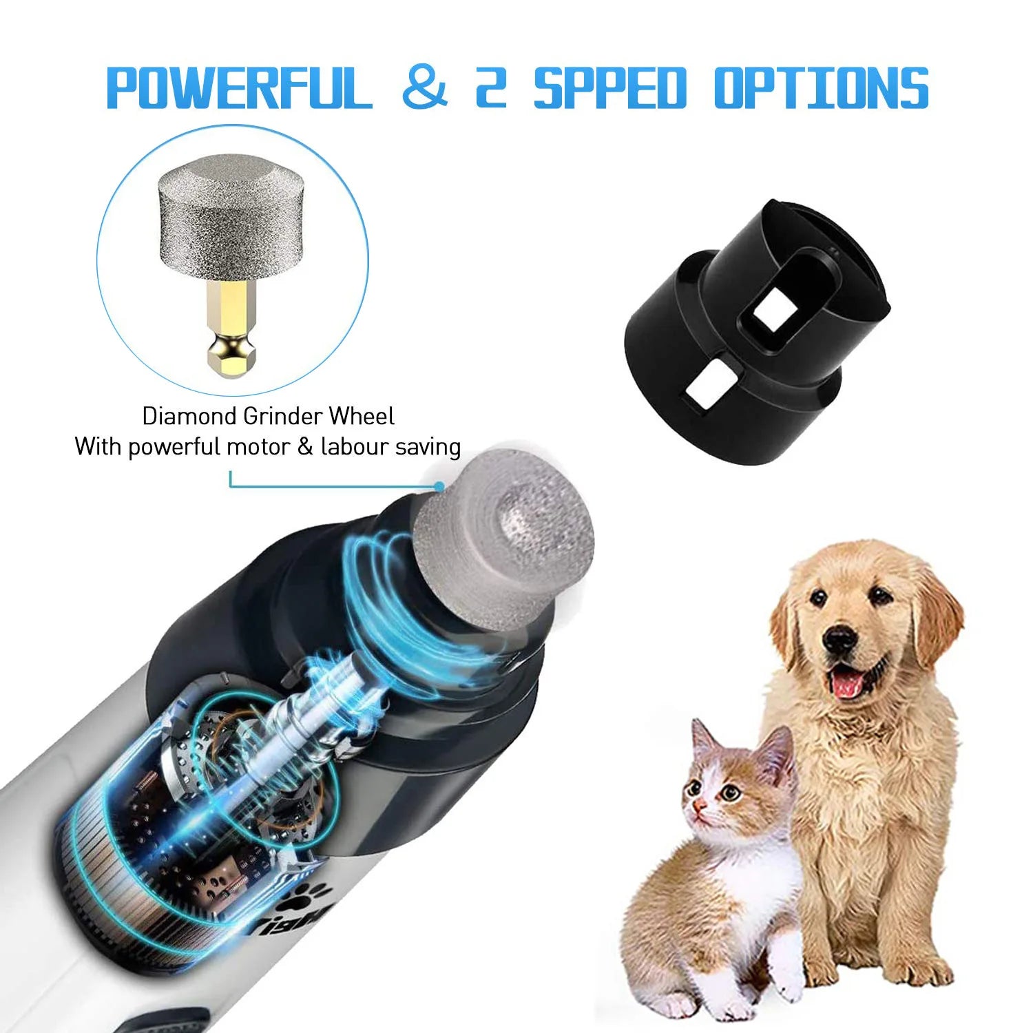 Lima Elettrica Ricaricabile USB per Unghie di Cani e Gatti – Silenziosa, Sicura e Professionale
