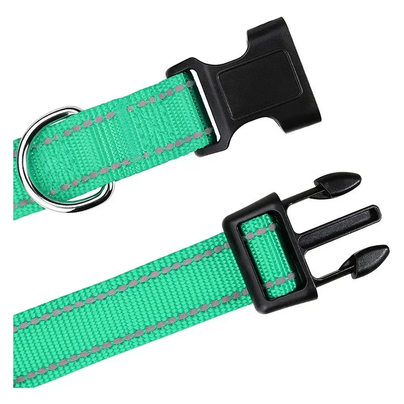 Collare Riflettente Regolabile per Cani – Nylon Resistente con Chiusura di Sicurezza e Alta Visibilità