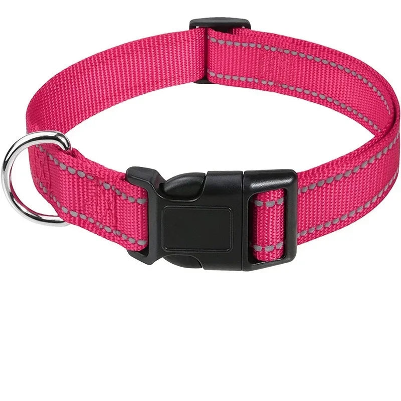Collare Riflettente Regolabile per Cani – Nylon Resistente con Chiusura di Sicurezza e Alta Visibilità
