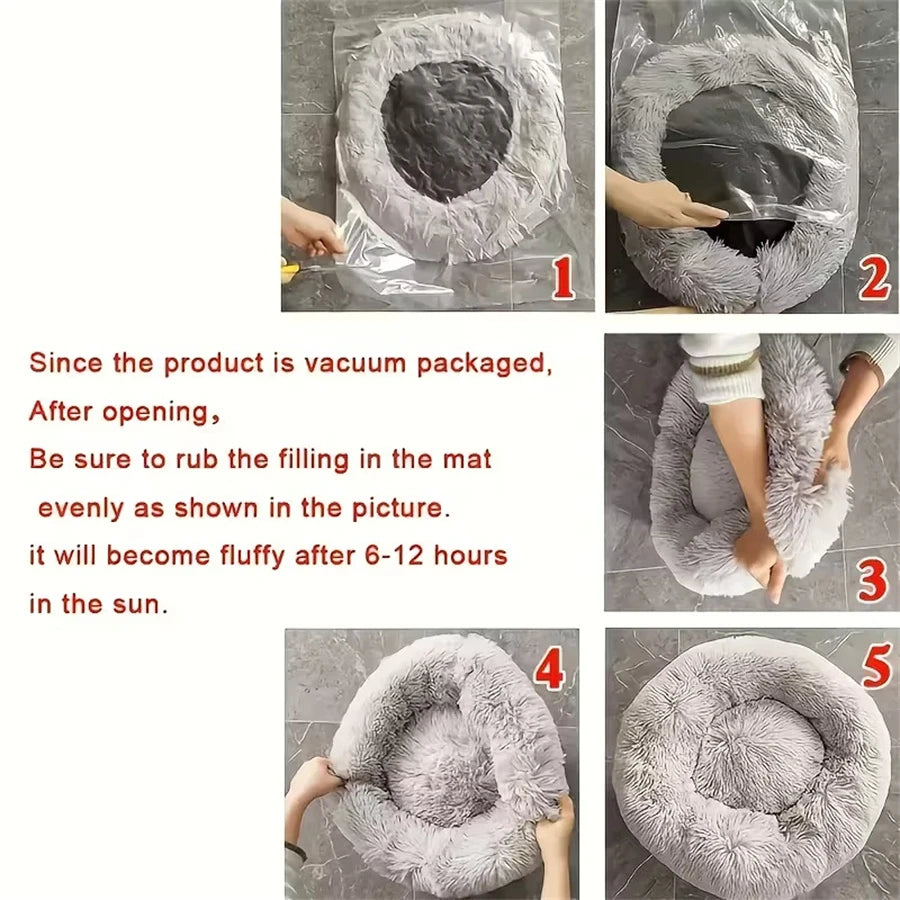Cuccia Rotonda Morbida per Cani e Gatti – Letto Calmante in Peluche, Ultra Soffice e Confortevole
