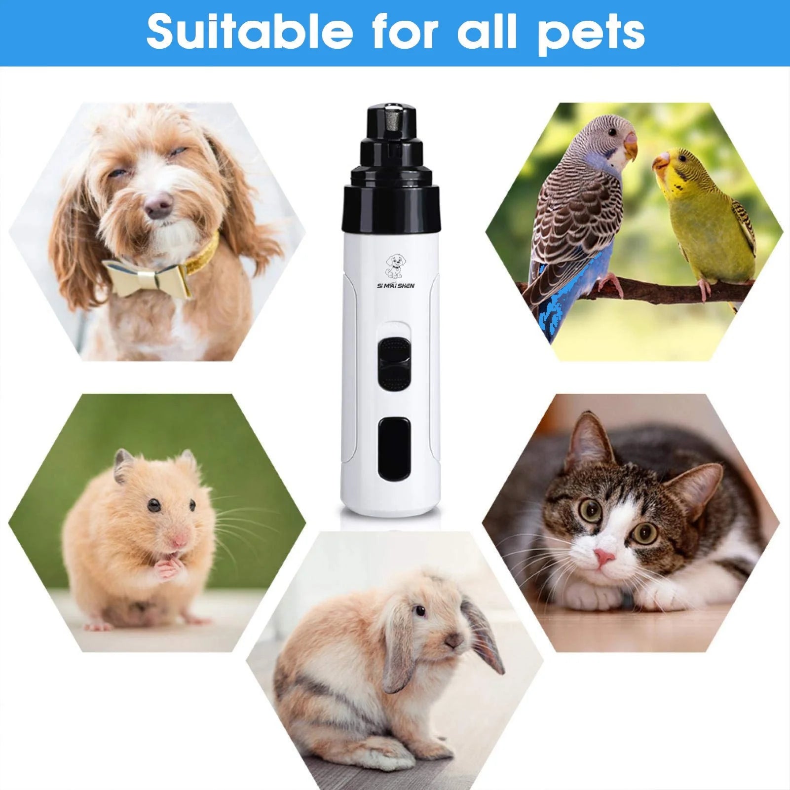 Lima Elettrica Ricaricabile USB per Unghie di Cani e Gatti – Silenziosa, Sicura e Professionale