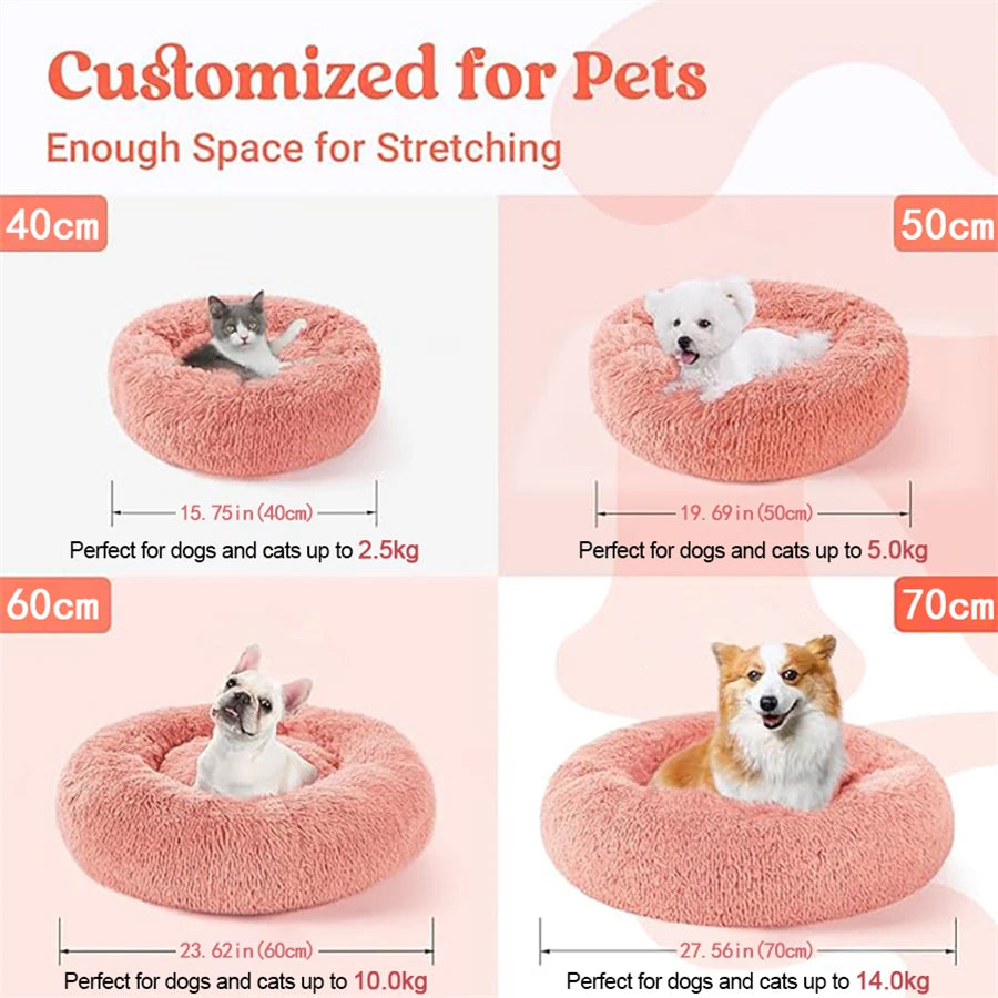 Cuccia Rotonda Morbida per Cani e Gatti – Letto Calmante in Peluche, Ultra Soffice e Confortevole