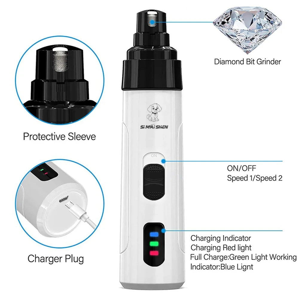 Lima Elettrica Ricaricabile USB per Unghie di Cani e Gatti – Silenziosa, Sicura e Professionale